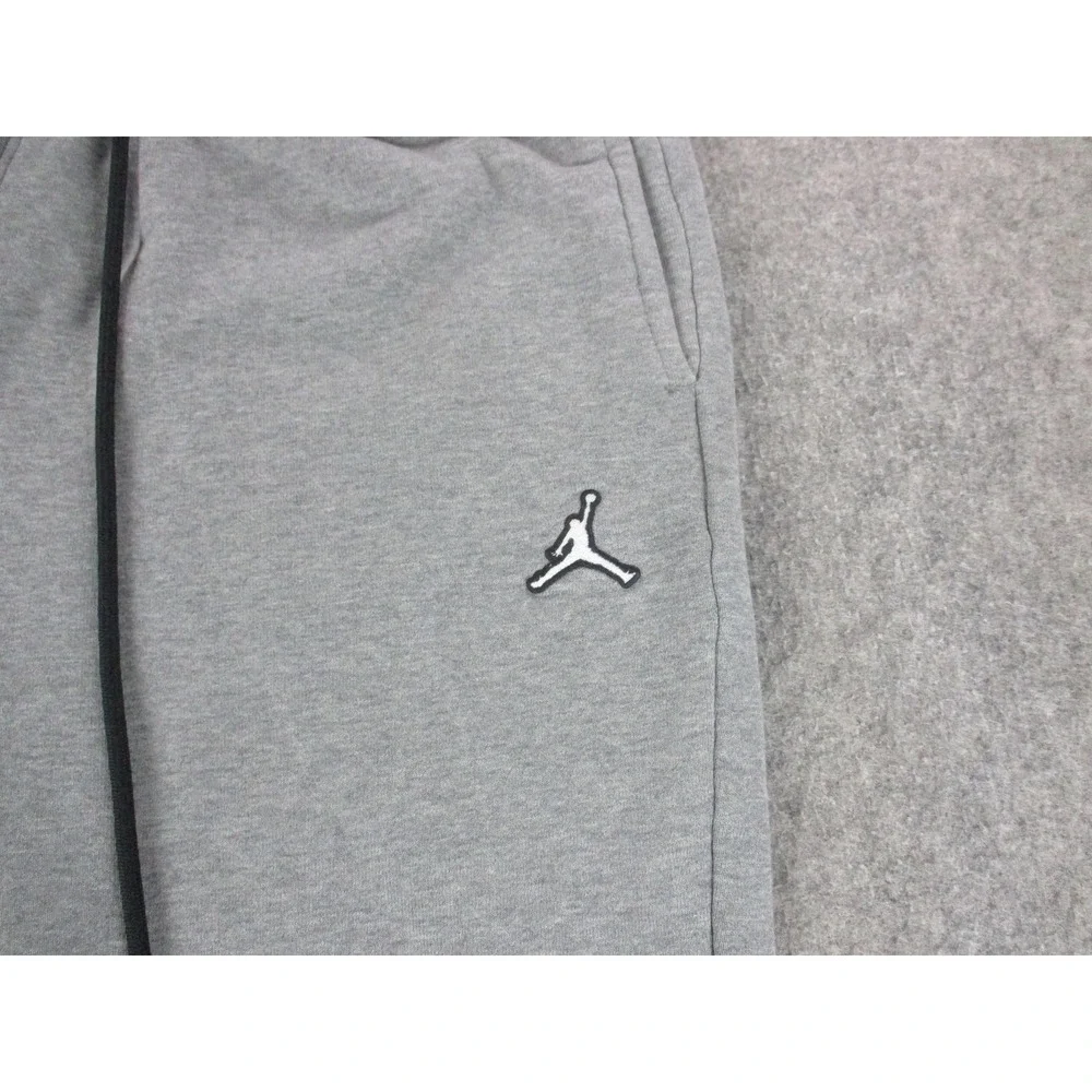 Jordan Pants Men Medium Gray Jumpman Jogger Fleece Drawstring Sweatpants Tapered
